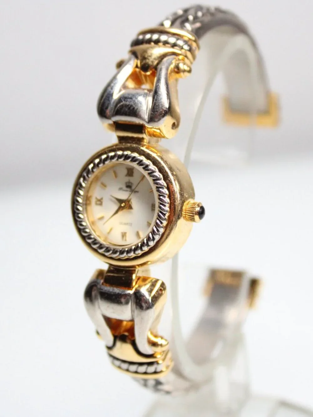 Premier Designs Women's Quartz Watch Two Tone Bracelet White Dial Roman Numerals